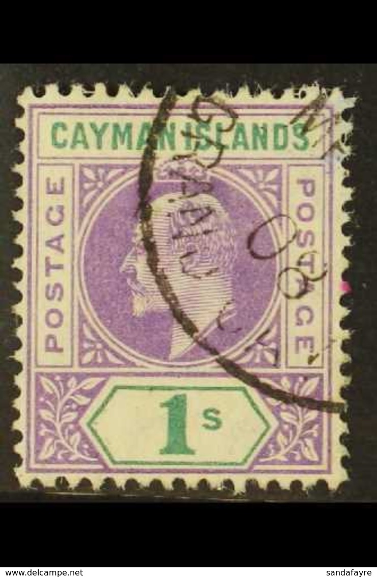 1907 1s Violet & Green, SG 15, Fine Cds Used For More Images, Please Visit Http://www.sandafayre.com/itemdetails.aspx?s= - Iles Caïmans