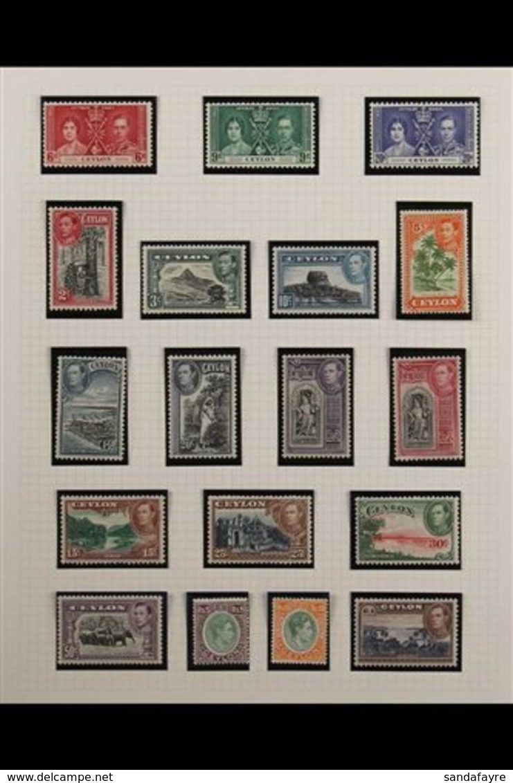 1937-1949 COMPLETE SUPERB MINT COLLECTION In Hingeless Mounts On Leaves, All Different, Includes 1938-49 Pictorials Set, - Ceylan (...-1947)