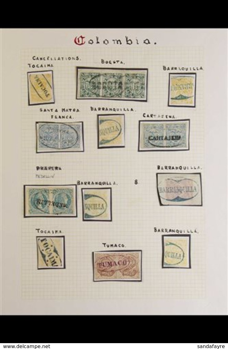 1886-1881 POSTMARK COLLECTION An Attractive Handpicked "Classic" Imperf Issues Displaying Crisp Clear Town And City Post - Colombia