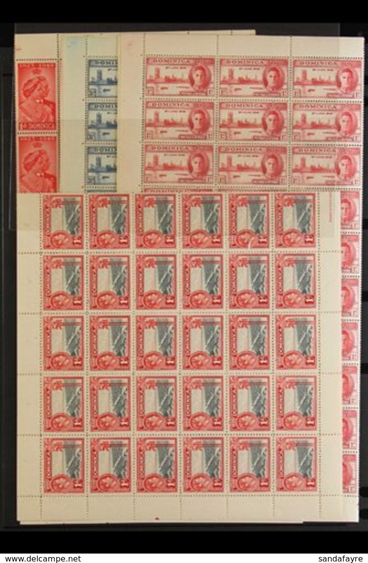 1938-47 COMPLETE SHEETS OF 60. Includes 1938-47 1d Grey And Scarlet (SG 100), 1946 Victory Set (SG 110/111) And 1948 Sil - Dominica (...-1978)