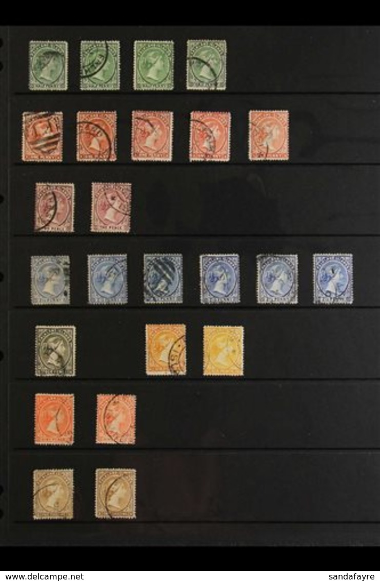 1891-1902 (wmk Crown CA) QV Definitive Set (SG 15/38) With Most SG Listed Additional Shades. Comprises ½d (4), 1d (5), 2 - Falkland