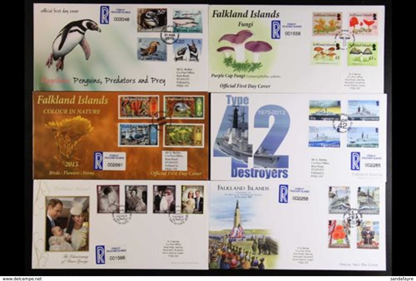 2013-2015 FIRST DAY COVER SELECTION All Different Illustrated Fdc's, Inc 2013 Colour In Nature Set And Shallow Marine Su - Falkland Islands