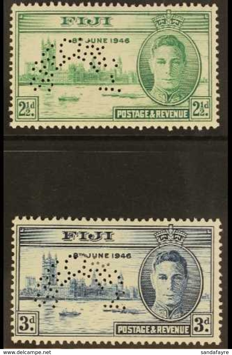 1946 Victory Set Perf "SPECIMEN", SG 268s/269s, Very Fine Mint (2 Stamps) For More Images, Please Visit Http://www.sanda - Fidschi-Inseln (...-1970)