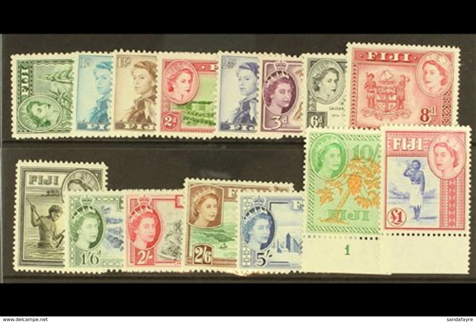 1954-59 Definitive Set, SG 280/295, Fine Never Hinged Mint. (15 Stamps) For More Images, Please Visit Http://www.sandafa - Fiji (...-1970)