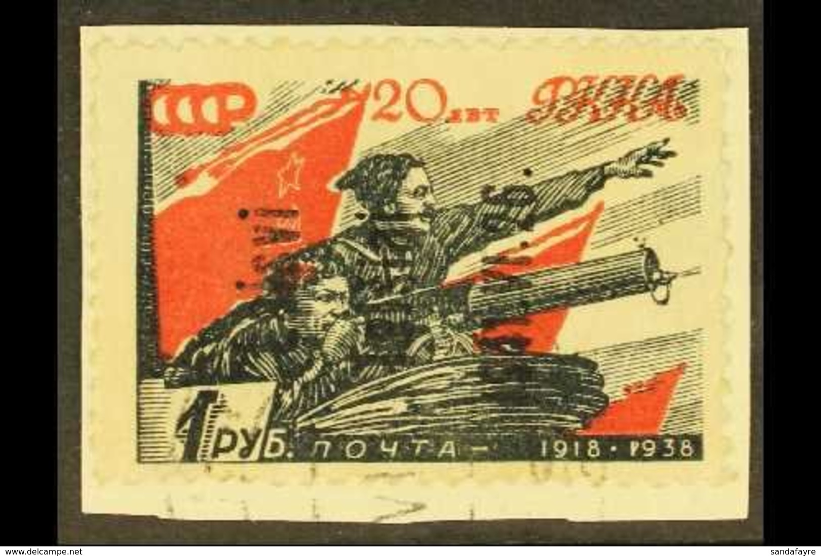 TELSIAI (TELSCHEN) 1941 1R Black / Dark Red With Type III Overprint, Michel 10 III, Very Fine Used On Piece. For More Im - Altri & Non Classificati