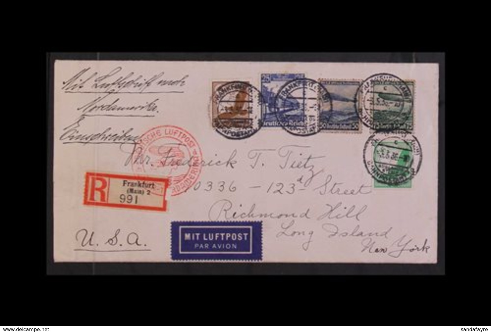 1936 AIRSHIP COVER INC LETTER. An Interesting Registered Cover (03/05/36) With Letter Dated 02/05/36, To Long Island, Ne - Sonstige & Ohne Zuordnung