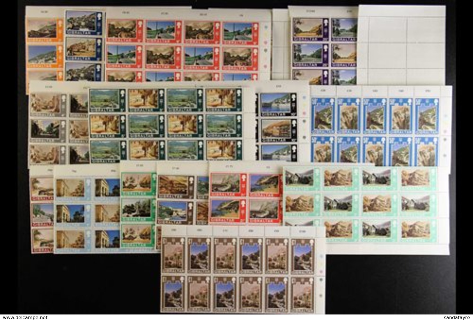 1971 Se-tenant Definitive Set Of 32, SG 255/286, Twelve Complete Sets In Corner Marginal Part Sheets Of 24 Stamps Each,  - Gibilterra