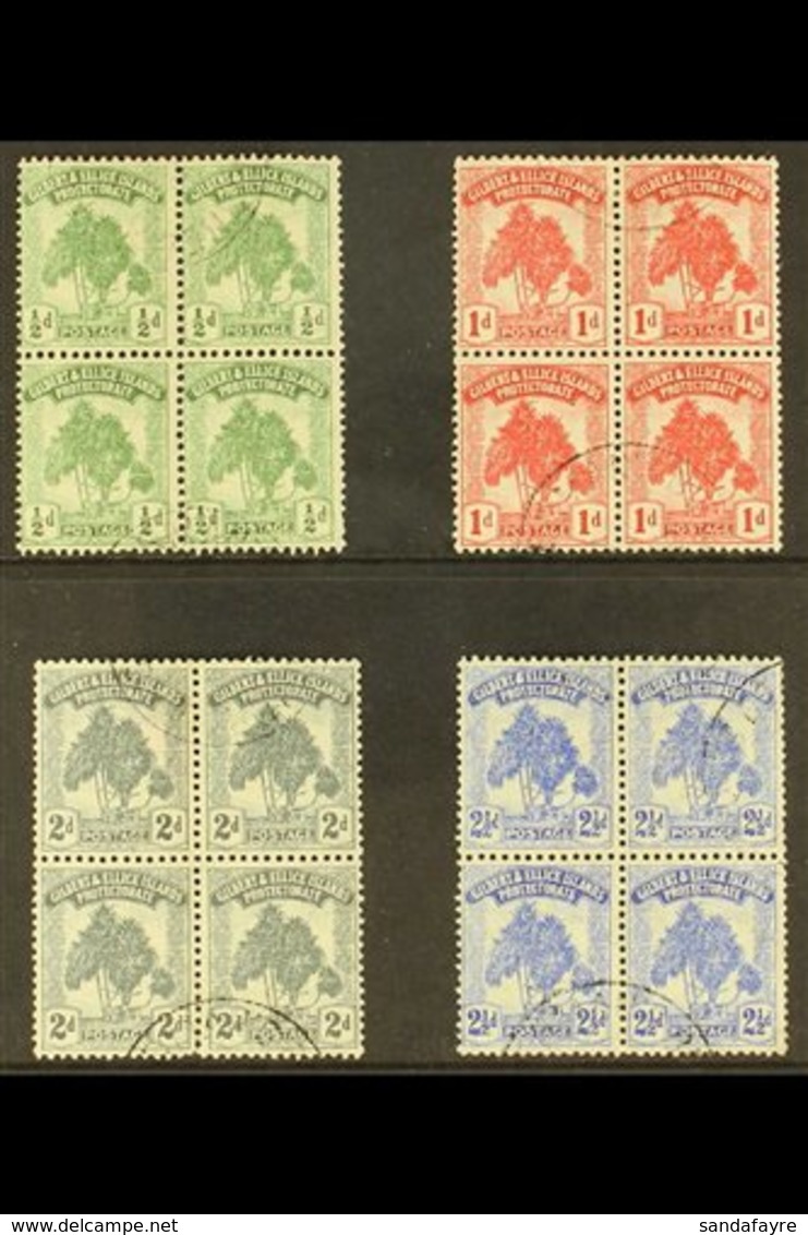 1911 Pandanus Pine Set, SG 8/11, Fine Cds Used Blocks Of 4 (16 Stamps) For More Images, Please Visit Http://www.sandafay - Gilbert & Ellice Islands (...-1979)