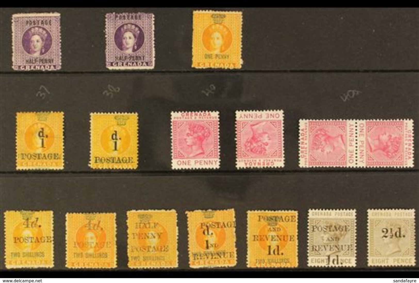 1861 - 1888 ALL DIFFERENT MINT ONLY SELECTION Presented On A Stock Card That Includes 1881 ½d On Pale & Deep Mauve (SG 2 - Grenade (...-1974)