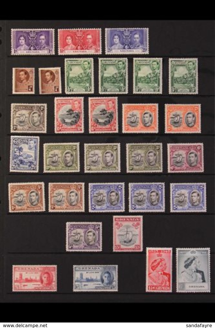 1937-52 MINT COLLECTION WITH "EXTRAS". A Lovely, Complete "Basic" Collection With A Good Range Of Additional Shades & Pe - Grenada (...-1974)