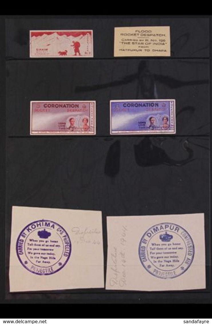 ROCKET MAIL 1935-92 Collection Of Labels And Covers, Includes 1935 Sikkim Rocket Label, 1936 "Flood Rocket Despatch" Lab - Other & Unclassified