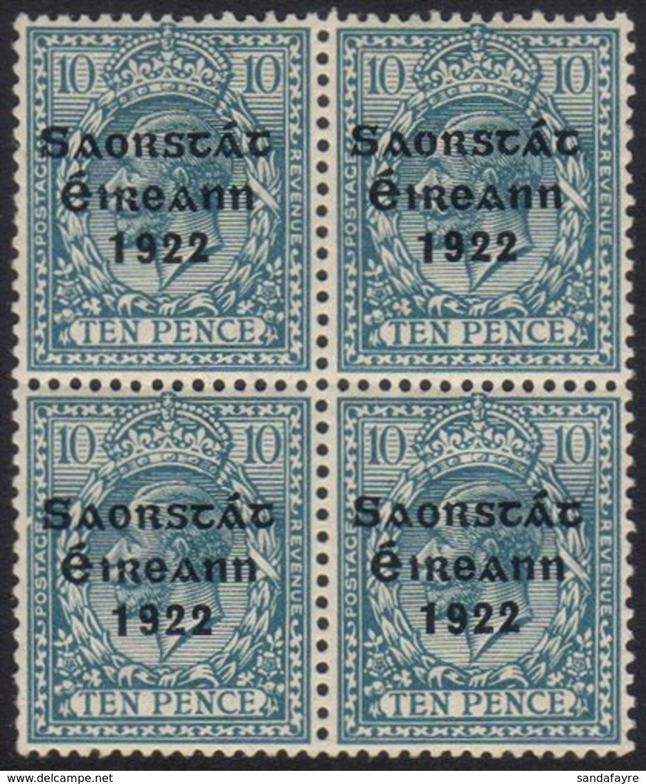 1922-23 BROKEN FRAME LINE 10d Turquoise Blue SG 62, Fine Mint Block Of Four With Lower Left Stamp Showing Broken Frame L - Other & Unclassified