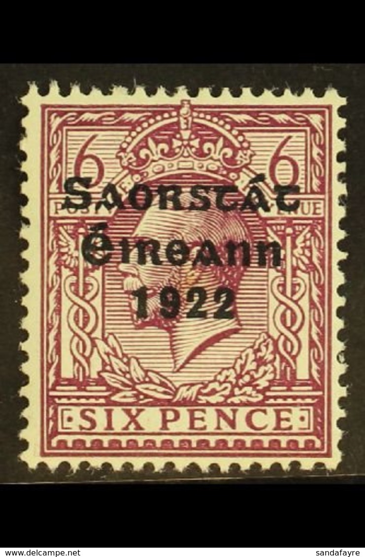 1922-23 SAORSTAT 6d Reddish Purple, Watermark Inverted And Reversed, SG 60y, Fresh Mint.  For More Images, Please Visit  - Altri & Non Classificati