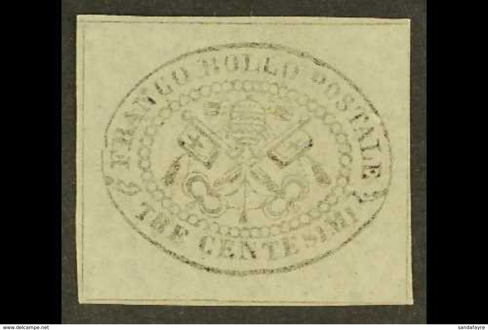 PAPAL STATES 1867 3c Black On Drab, Imperf, SG 31, Sassone 15, Unused, Without Gum, Margins Cut Clear Or Just On Outer F - Non Classificati