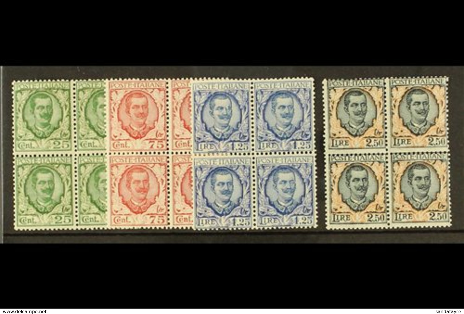 1926 25c - 2L50 "Floreale" Set, Sass S41, In Superb NHM Blocks Of 4. Cat €1100  (£935) (16 Stamps) For More Images, Plea - Non Classés