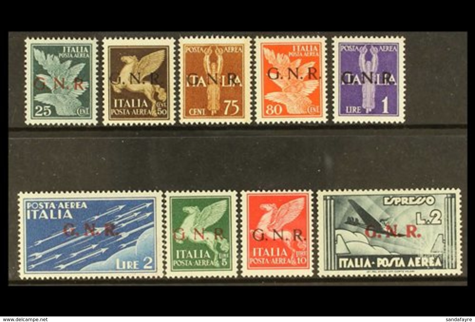 ITALIAN SOCIAL REPUBLIC (RSI) 1944 Airmail Set Including The Air Express Stamp Overprinted "G.N.R." In Verona, Sassone S - Unclassified