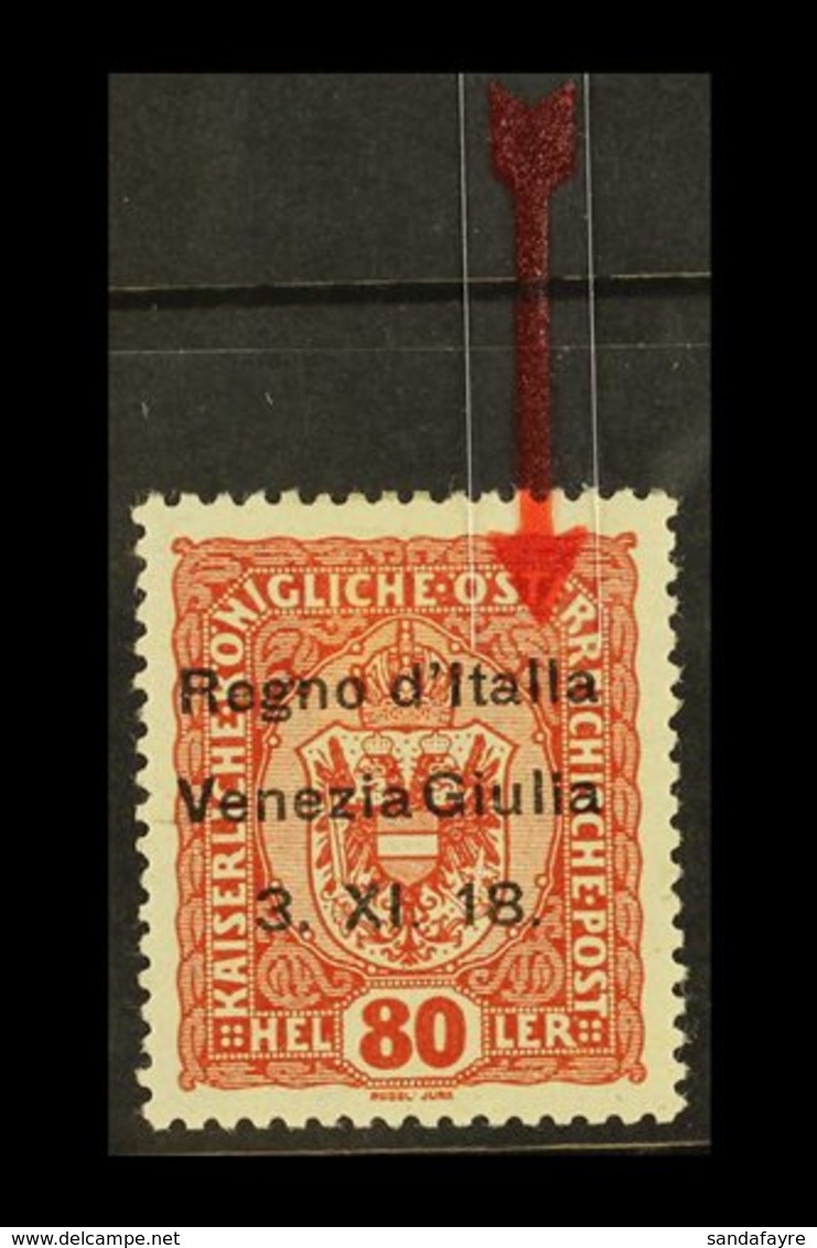 VENEZIA GIULIA 1918 80h Red Brown Overprinted, Variety 'Italla', Sass 13m, Very Fine Mint. Cat €180 (£150) For More Imag - Non Classificati