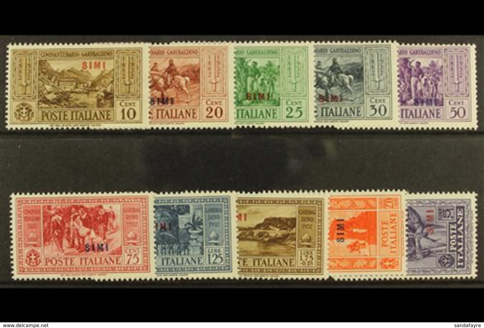 DODECANESE ISLANDS SIMI 1932 Garibaldi Set, SG 89/98, Sassone S.81, Very Fine Mint (10). For More Images, Please Visit H - Sonstige & Ohne Zuordnung