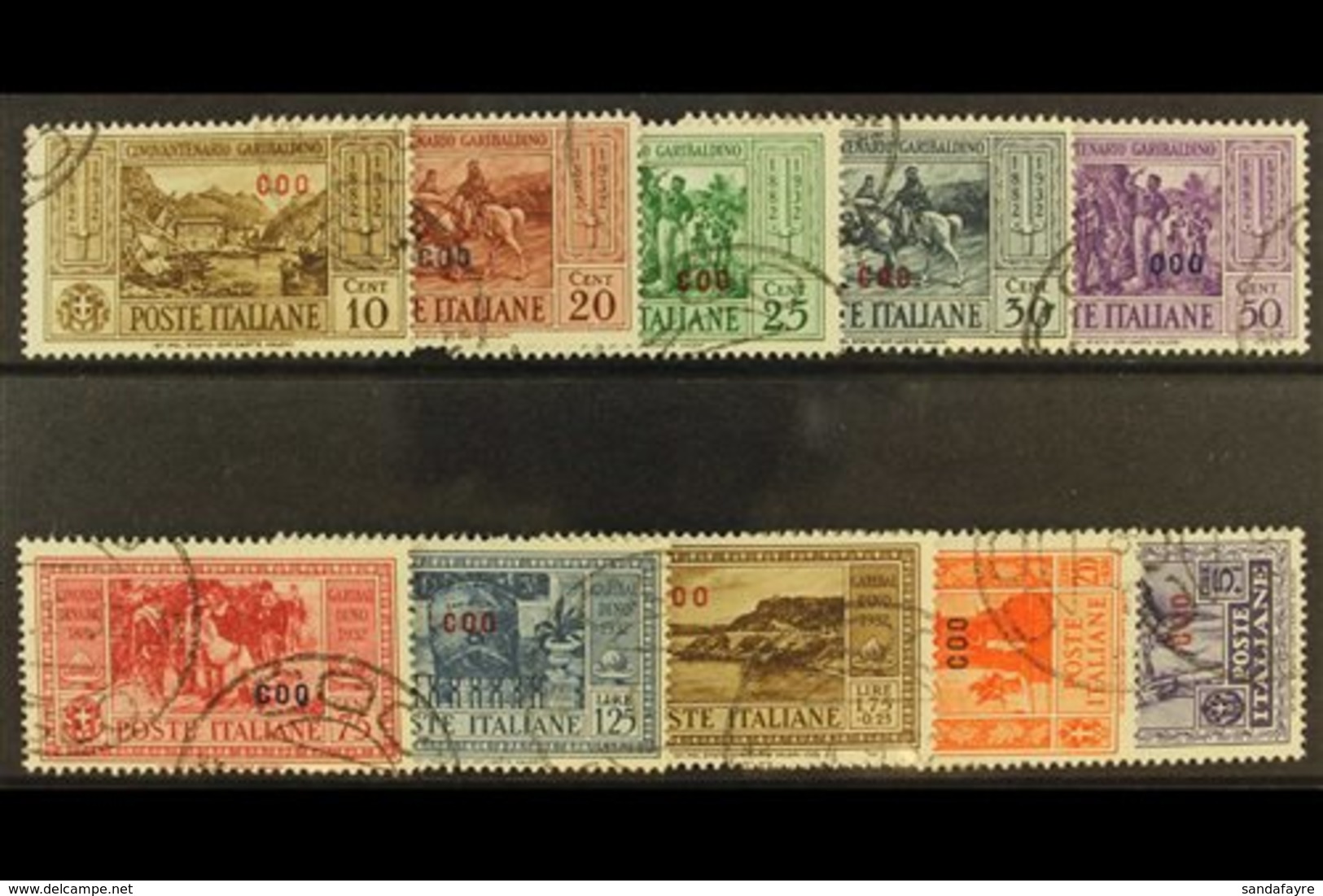 DODECANESE ISLANDS COO 1932 Garibaldi Set, SG 89/98, Sassone S.56, Very Fine Used (10). For More Images, Please Visit Ht - Other & Unclassified