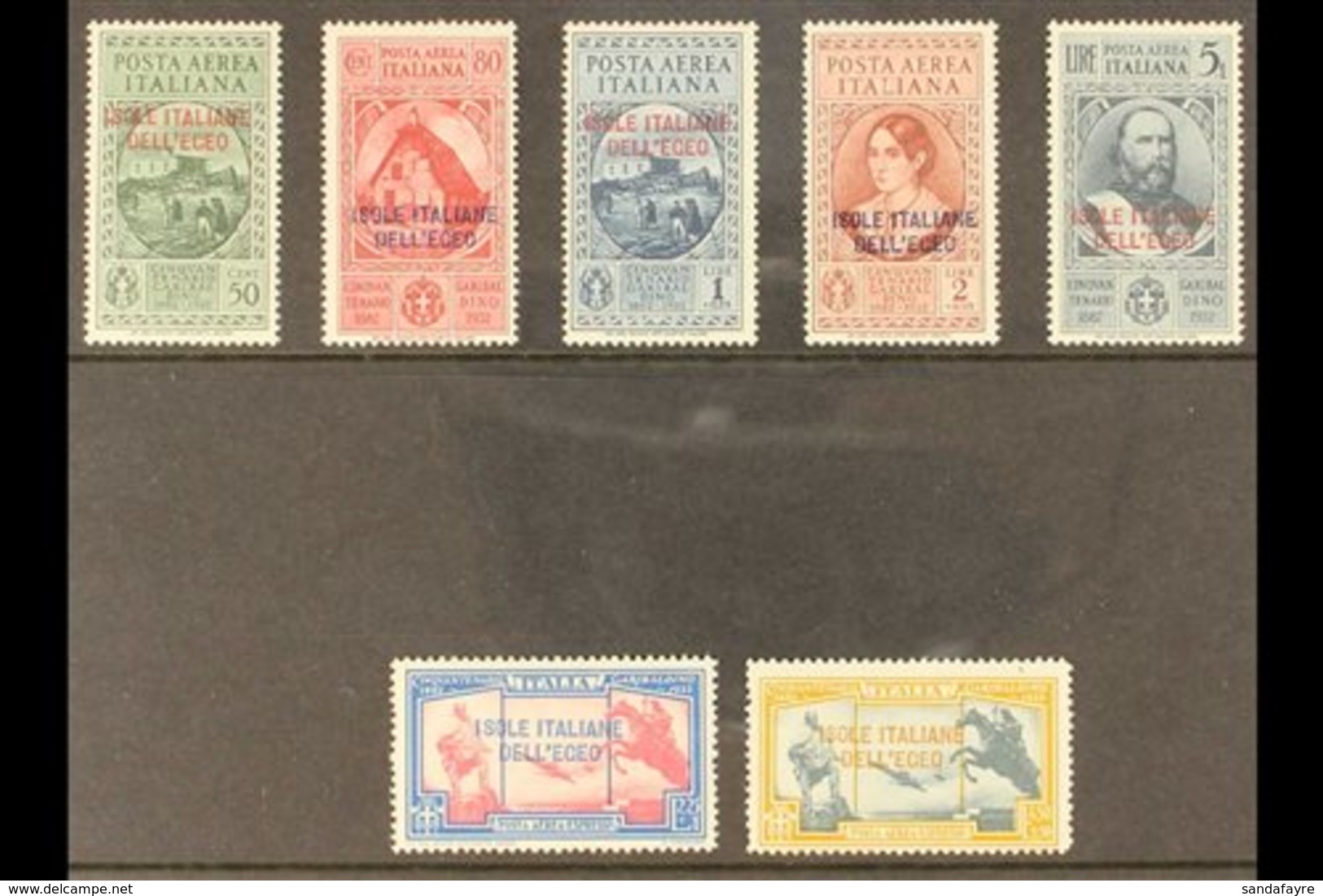 EGEO (DODECANESE ISLANDS) 1932 Air Garibaldi Complete Set Including Both Express Stamps (SG 99/103 & E104/05, Sassone 14 - Sonstige & Ohne Zuordnung