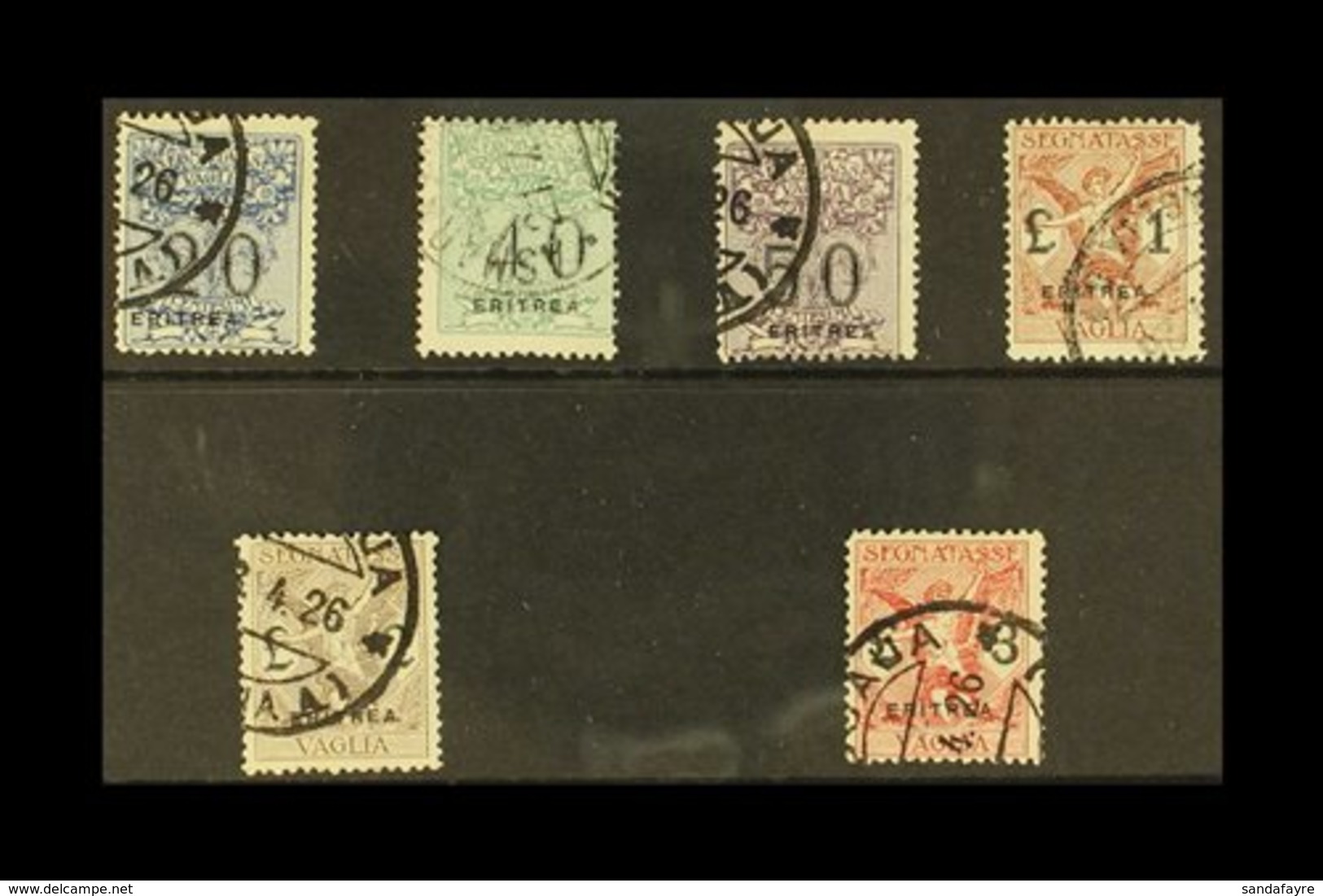 ERITREA MONEY ORDER STAMPS 1924 "Segnatasse Vaglia" Complete Set, Sassone S. 63, Fine Used. (6 Stamps) For More Images,  - Autres & Non Classés