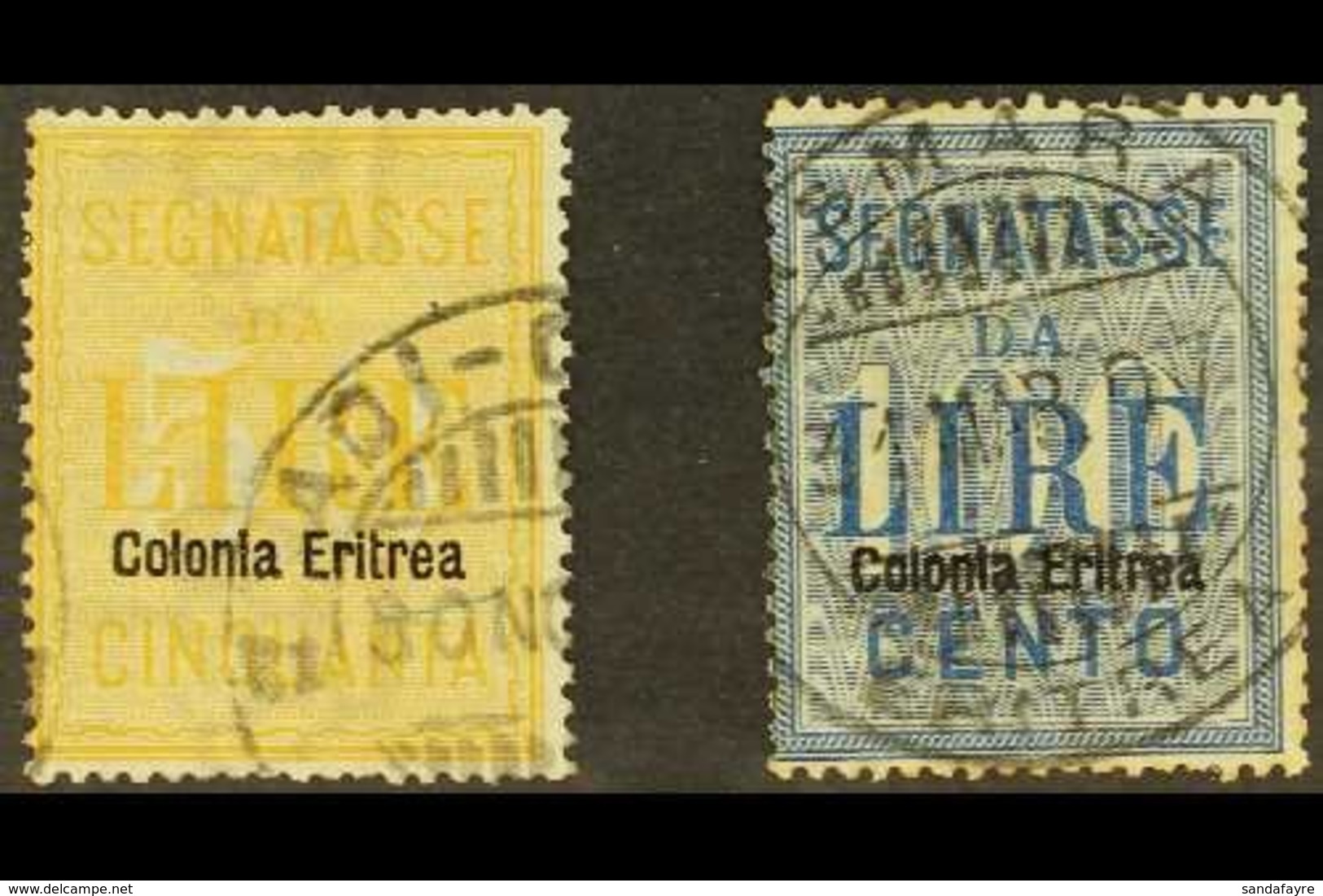 ERITREA POSTAGE DUE 1903 (Nov) 50L Yellow And 100L Blue (Sass S. 60, SG D41/42), Fine Used. (2 Stamps) For More Images,  - Altri & Non Classificati