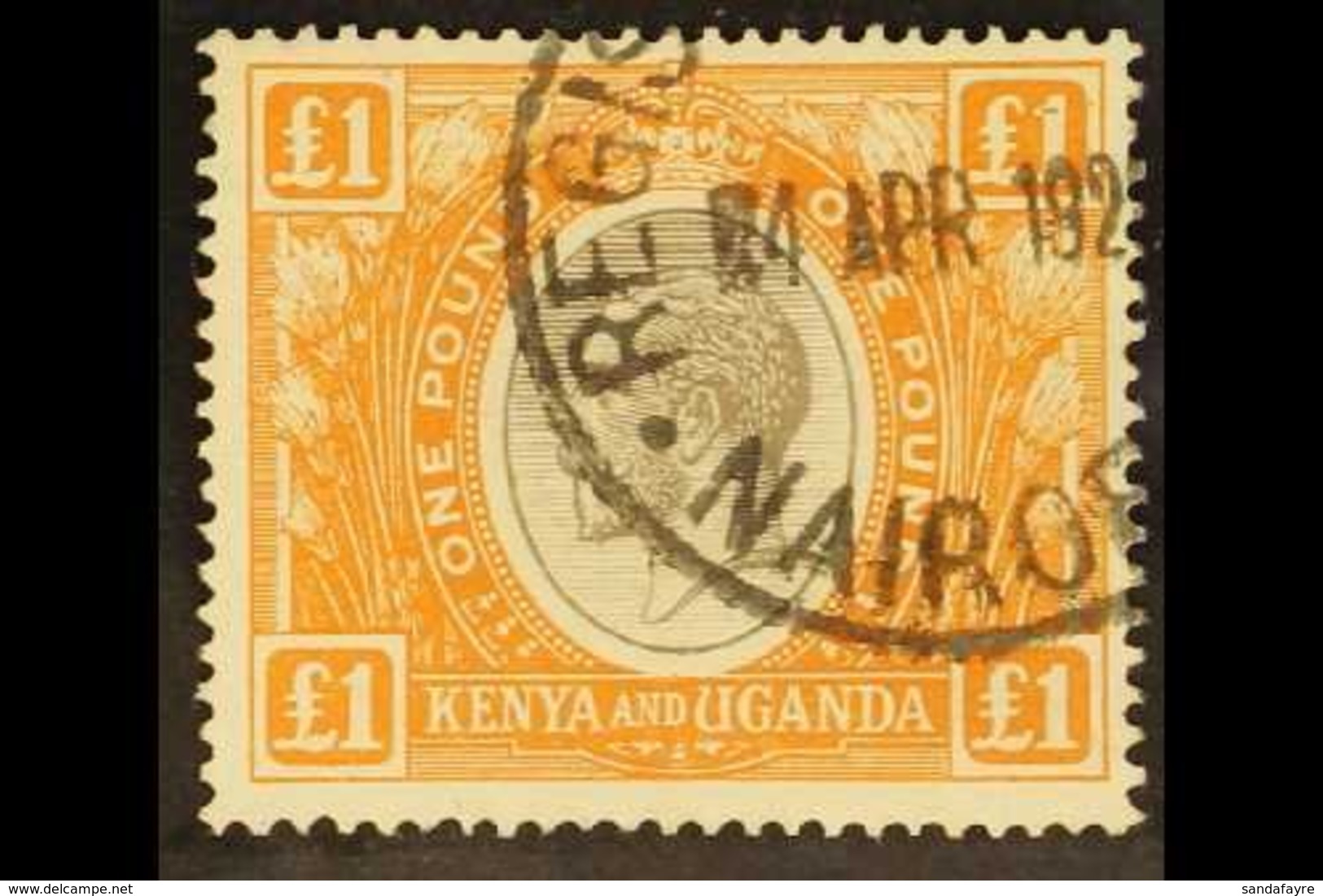 1922-27 £1 Black And Orange, SG 95, Very Fine Used With Nairobi Registered Cds, BPA Certificate Accompanies. For More Im - Vide