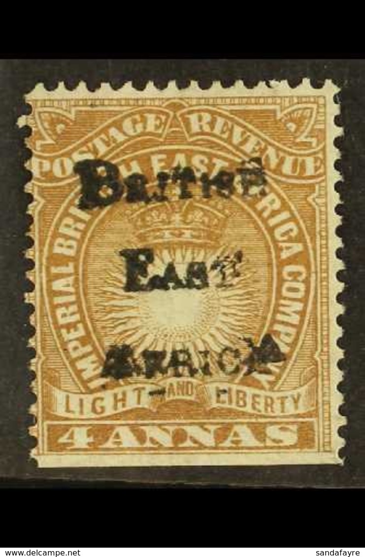 BRITISH EAST AFRICA 1895 4a Yellow Brown, Variety "overprint Double", SG 38a, Fresh Mint, Straight Edge At Foot. Scarce. - Vide