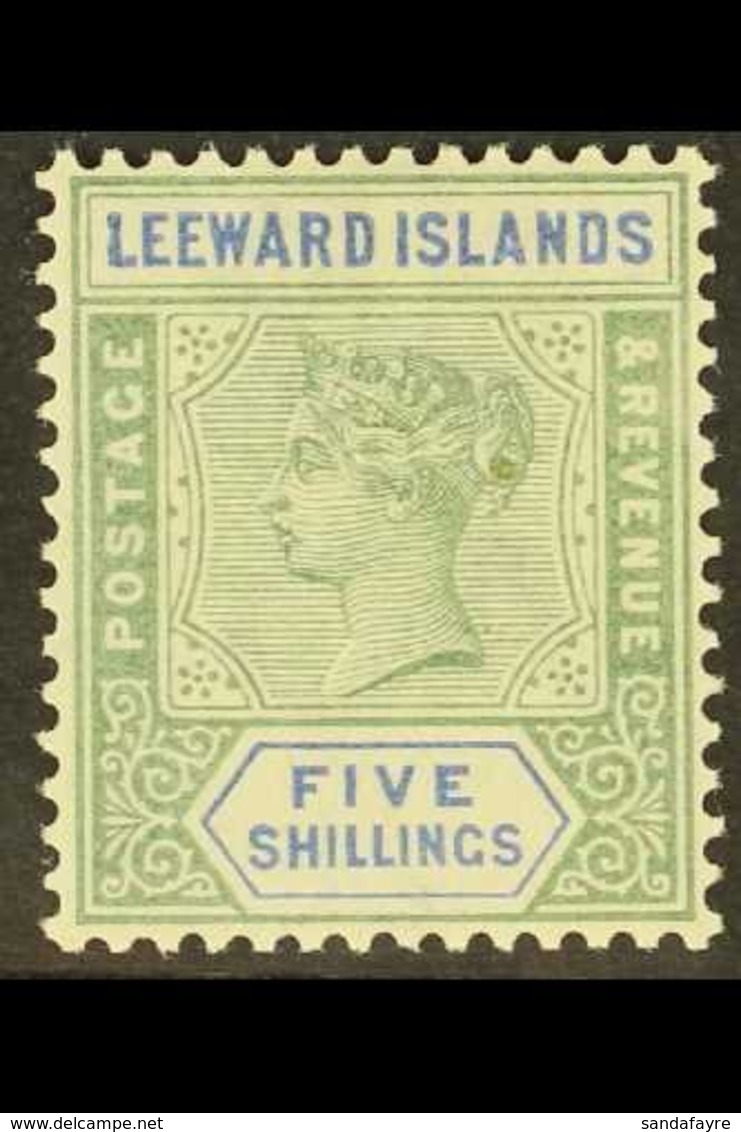 1890 5s Green & Blue, SG 8, Very Fine Mint, Very Fresh. For More Images, Please Visit Http://www.sandafayre.com/itemdeta - Leeward  Islands