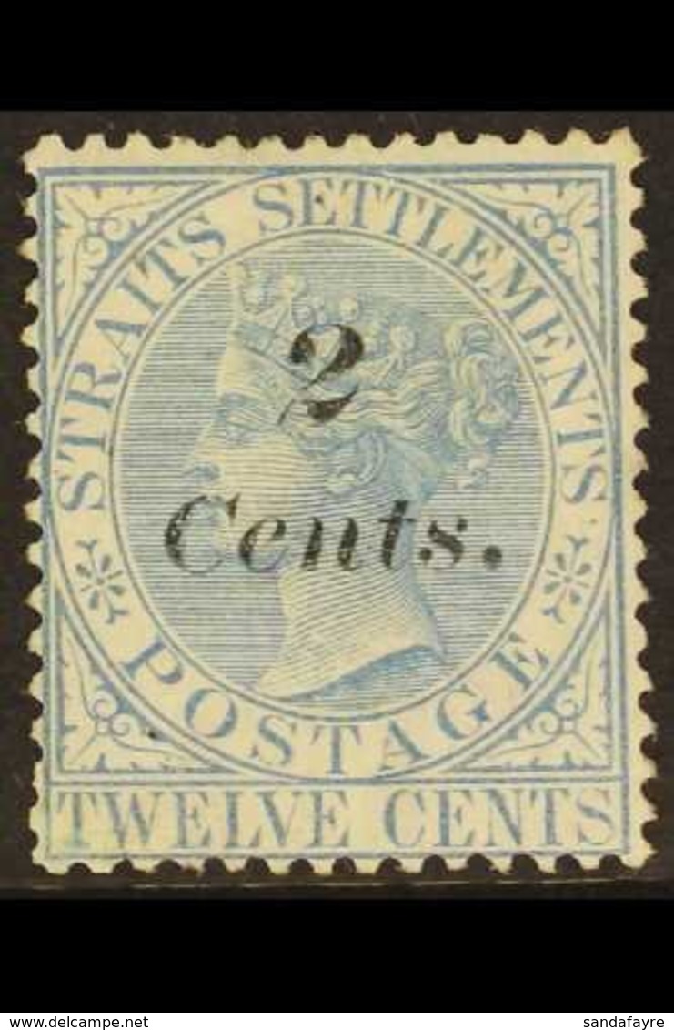 1883 2c On 12c Blue, SG 62, Fine Mint, Large Part Og. Signed. For More Images, Please Visit Http://www.sandafayre.com/it - Straits Settlements