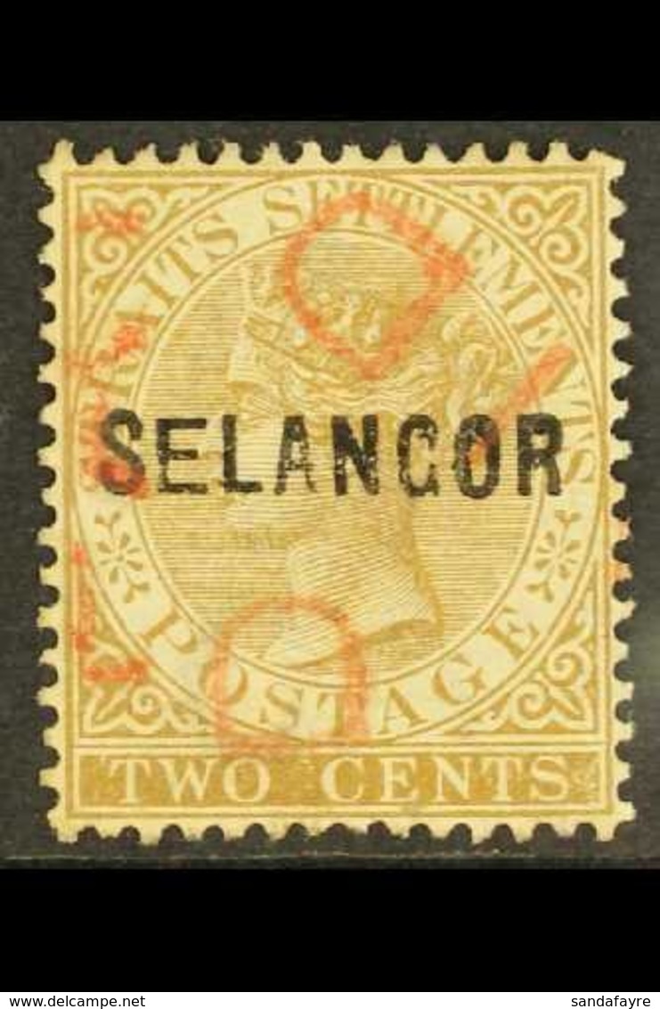 SELANGOR 1882-83 2c Brown Overprint Type 14, SG 16, Fine Used With Red Fiscal "PAID" Cancels, Fresh, Cat £475. For More  - Sonstige & Ohne Zuordnung