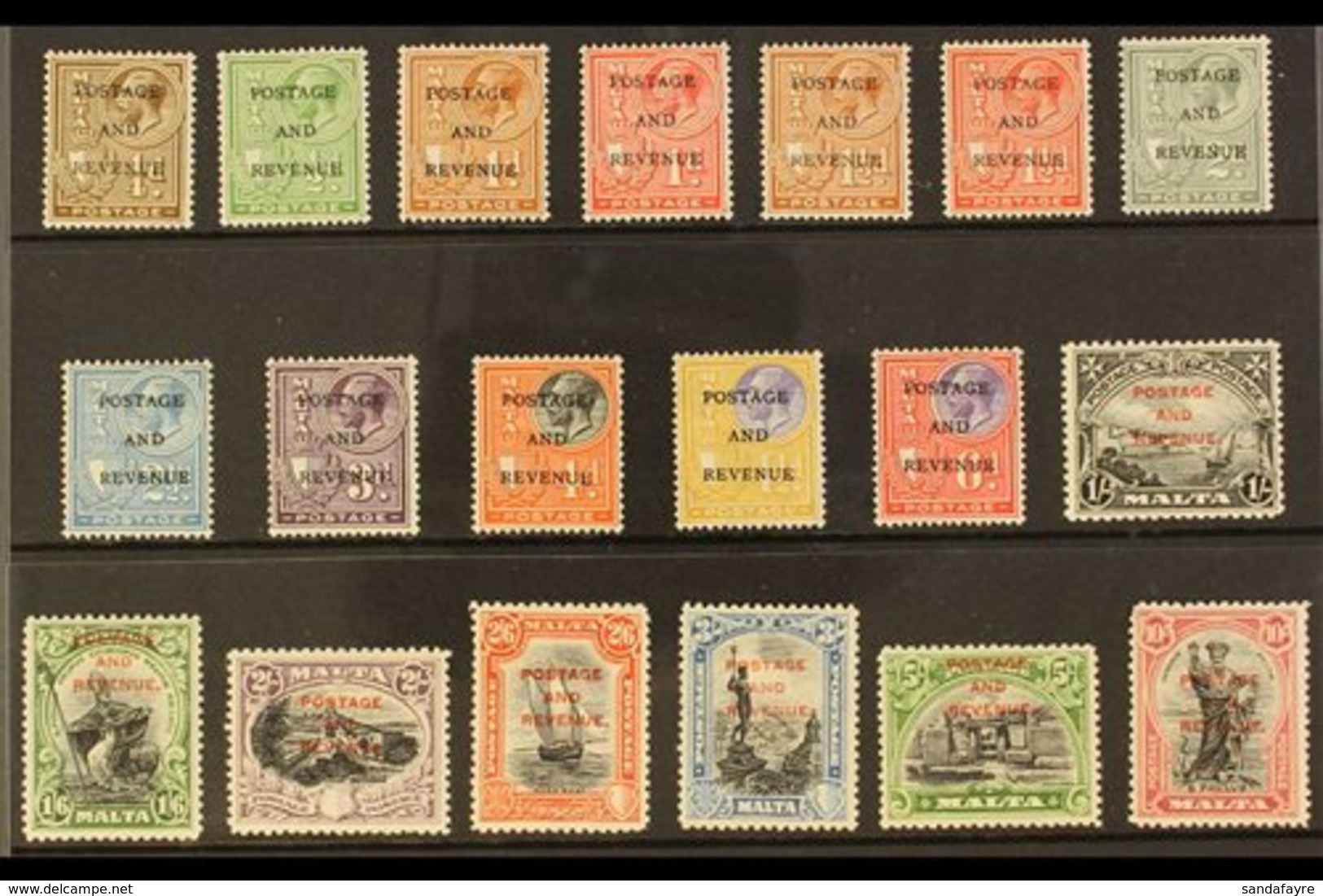 1928 "POSTAGE AND REVENUE" Overprinted Complete Set, SG 174/92, Very Fine Mint. (19 Stamps) For More Images, Please Visi - Malta (...-1964)