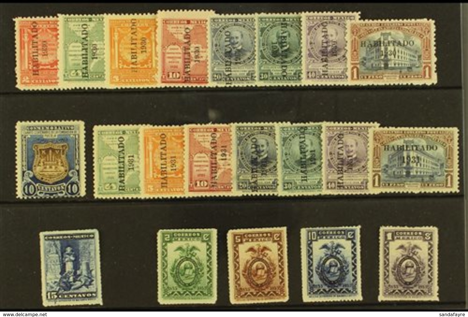 1930-1933 COMPLETE MINT An Attractive Selection On A Stock Card With A Complete "Postal" Issues Run, Scott 667/687. A Fi - Mexico