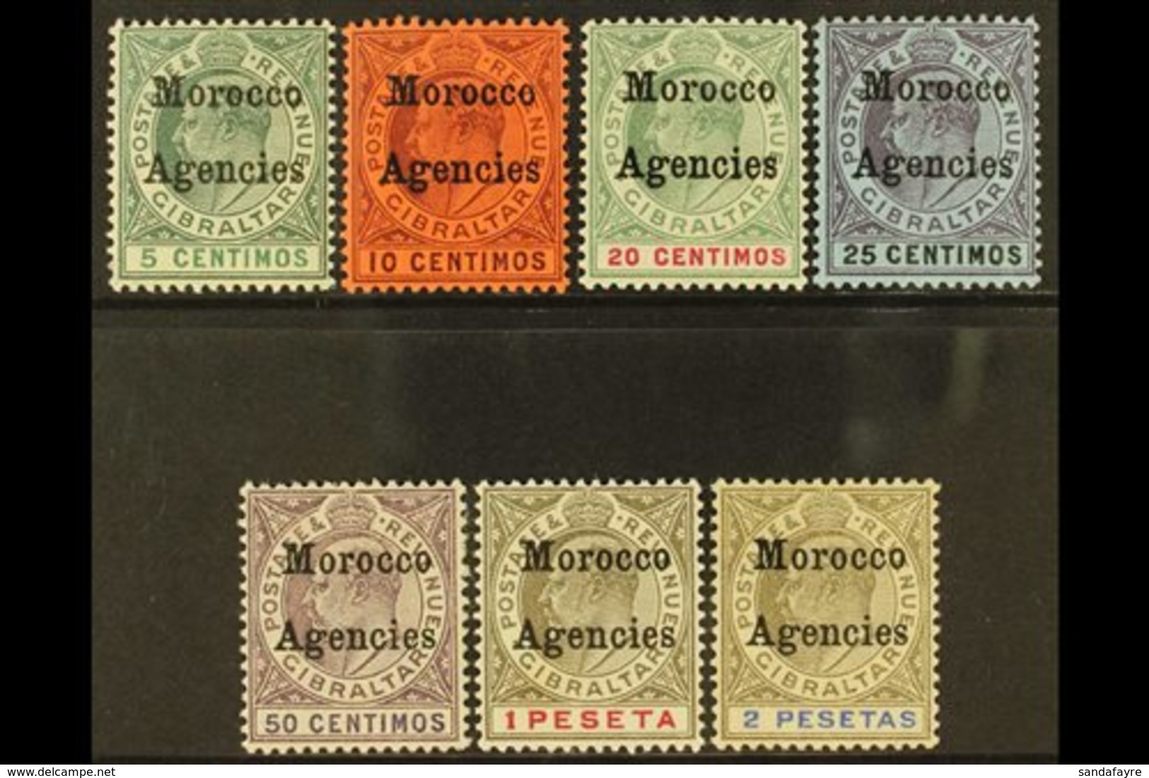 GIBRALTAR ISSUES OVERPRINTED: 1903-05 Complete Set, SG 17/23, Fine Mint. (7) For More Images, Please Visit Http://www.sa - Altri & Non Classificati