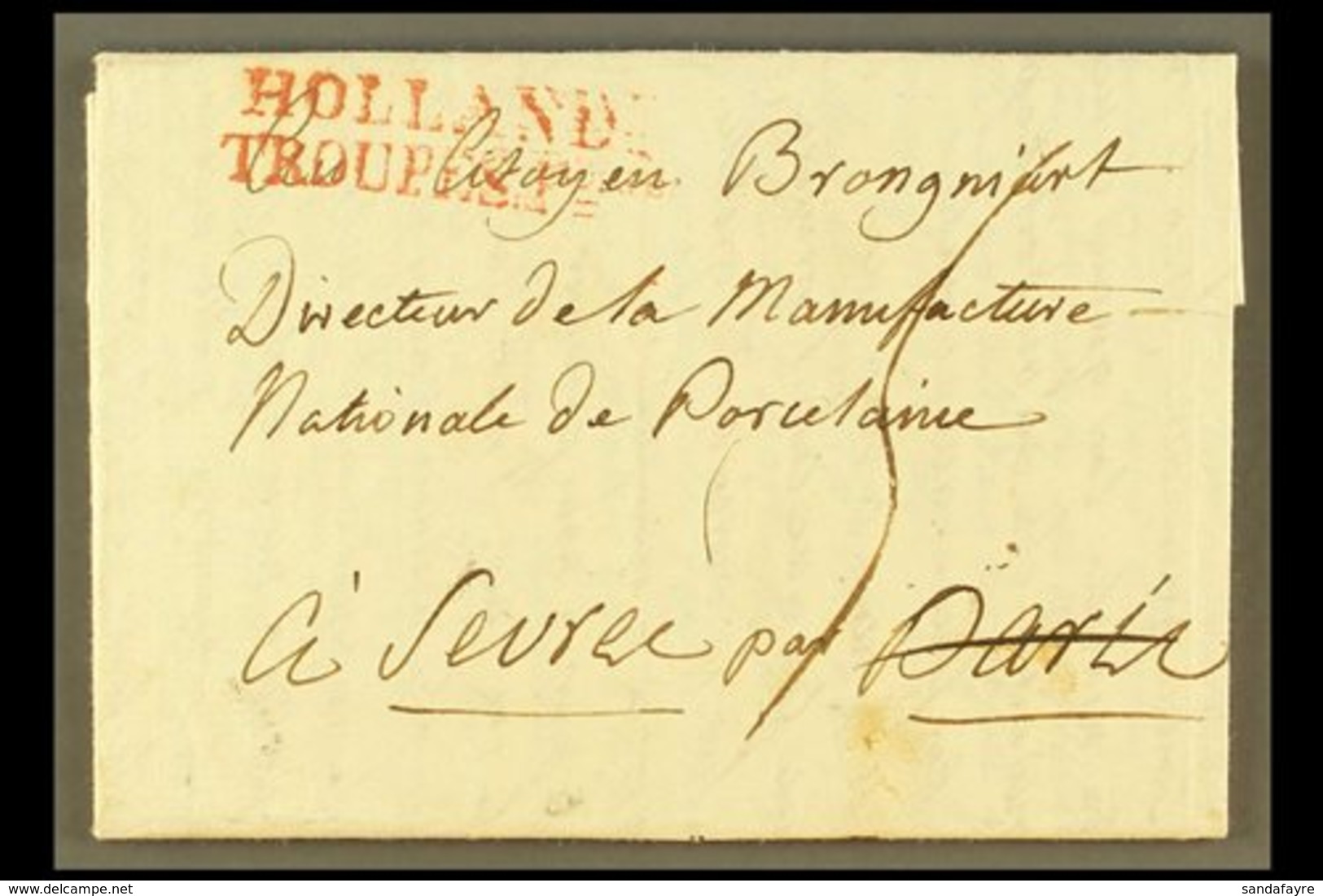 1795? Batavian Republic Cover Addressed To The Director Of National Porcelain Production, Sevres With Fine Strike In Red - Autres & Non Classés