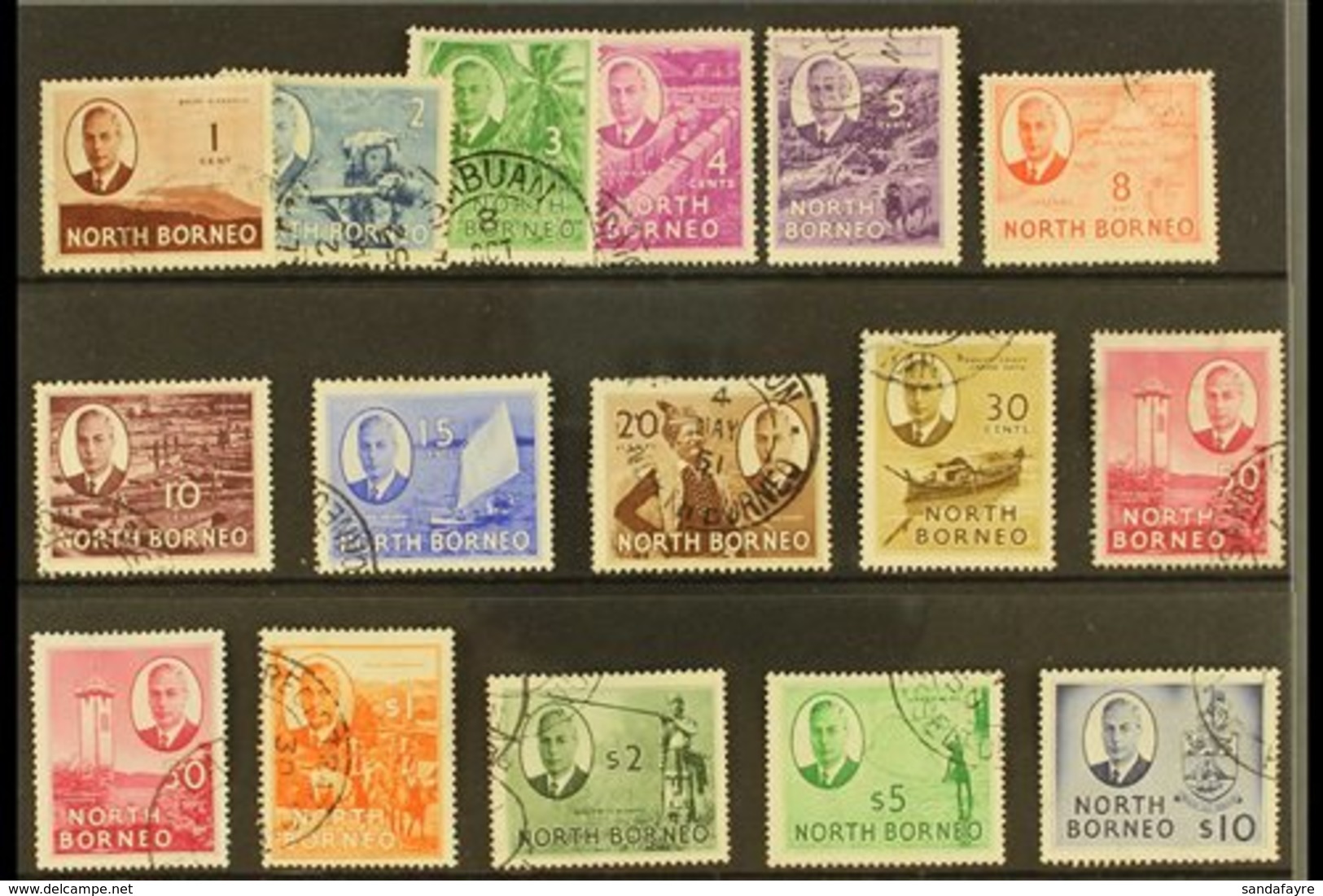 1950-52 Complete Definitive Set, SG 356/370, Fine Used. (15 Stamps) For More Images, Please Visit Http://www.sandafayre. - Borneo Del Nord (...-1963)