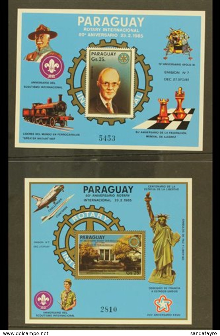 1985 Air Rotary International Both Mini-sheets (Scott C594/95, Michel Blocks 412/13), Superb Never Hinged Mint, Very Fre - Paraguay