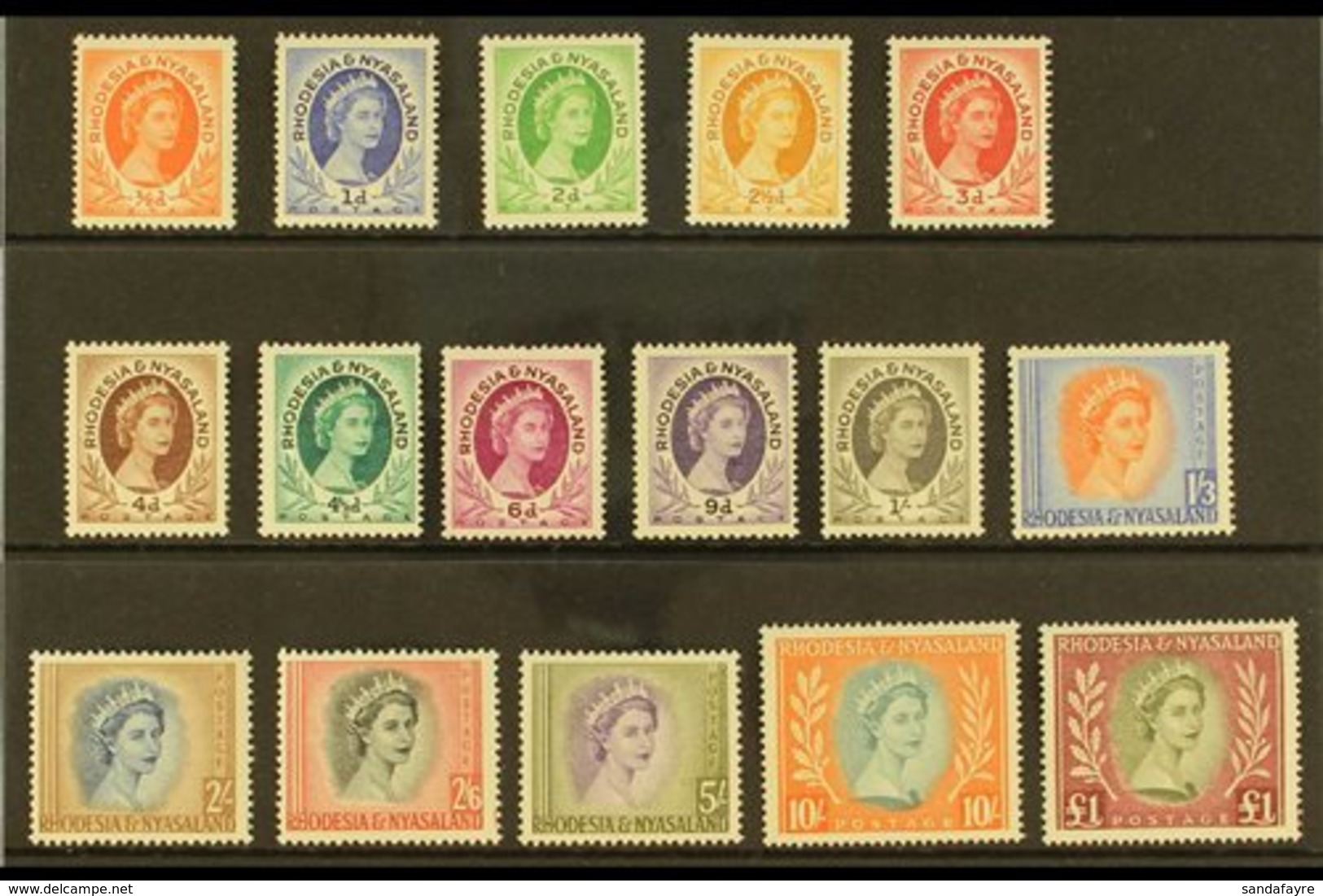 1954-56 Complete Definitive Set, SG 1/15, Never Hinged Mint (16 Stamps) For More Images, Please Visit Http://www.sandafa - Rhodesia & Nyasaland (1954-1963)