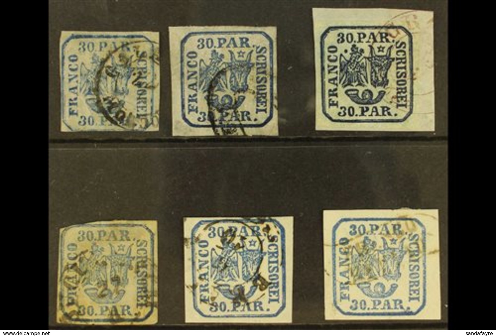 1862-64 30par USED SELECTION On A Stock Card, Comprising Six Examples With Different Shades & Paper Types, One On Piece, - Other & Unclassified