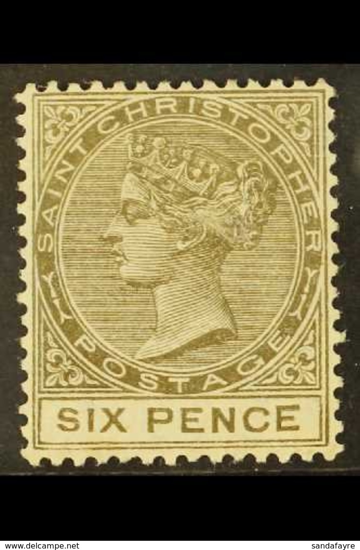 1890 6d Olive-brown, SG 19, Very Fine Mint. For More Images, Please Visit Http://www.sandafayre.com/itemdetails.aspx?s=6 - St.Cristopher-Nevis & Anguilla (...-1980)