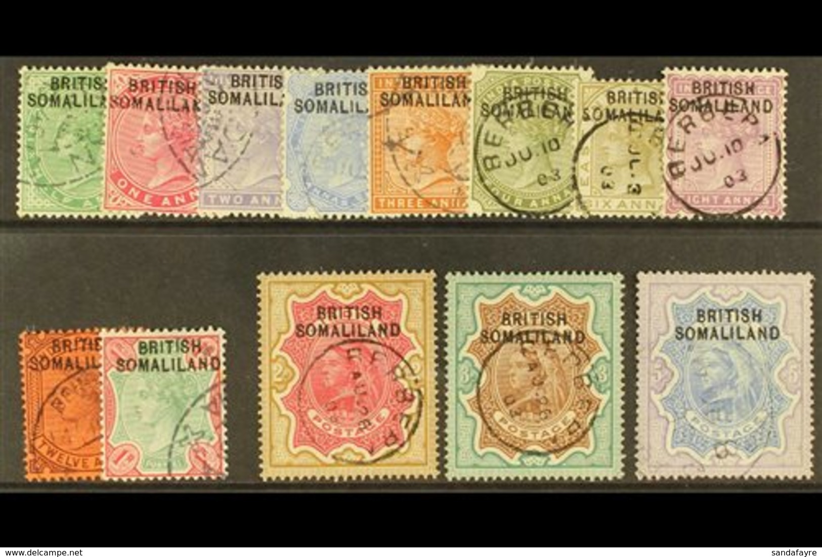 1903 Complete Overprint At Top On India Set, SG 1/13, Fine Cds Used. (13 Stamps) For More Images, Please Visit Http://ww - Somaliland (Protettorato ...-1959)