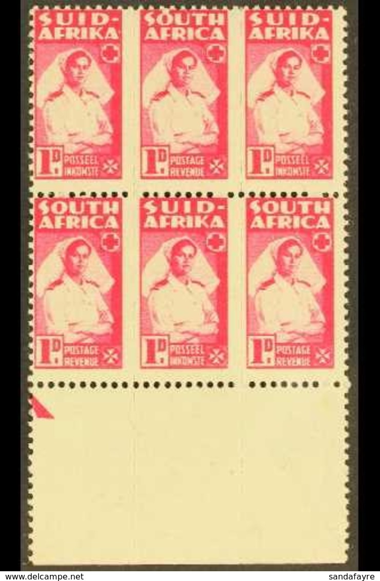 1942-4 1d Bantam War Effort, Block Of 6 (2 Units) With BLANK SLOGAN MARGIN, SG 98, Very Fine Mint. For More Images, Plea - Non Classificati