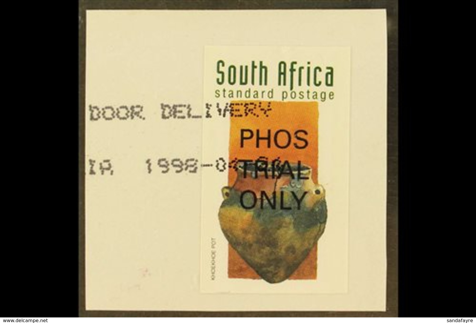 1998 Early South African History, Standard Postage (1r.10) Khoekhoe Pot, IMPERFORATE Single Overprinted "PHOS TRIAL ONLY - Sin Clasificación