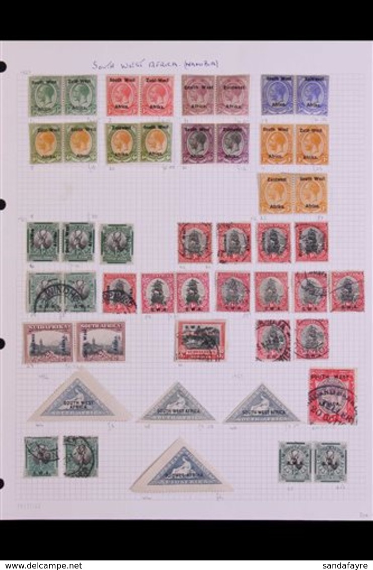 1923-1990's COLLECTION On Leaves, Mint & Used, Includes 1923 Opts To 4d & 1s Pairs Mint, 1923-26 Opts Setting III To 1s  - Afrique Du Sud-Ouest (1923-1990)