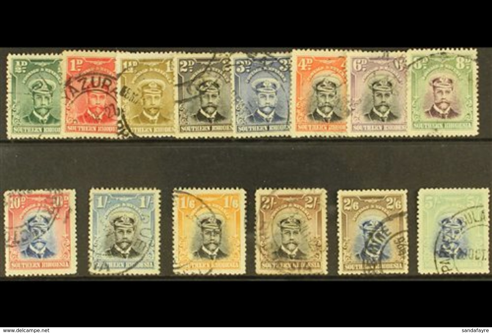 1924-29 Admiral Complete Set, SG 1/14, Good Cds Used Selection (13 Stamps) For More Images, Please Visit Http://www.sand - Rhodesia Del Sud (...-1964)