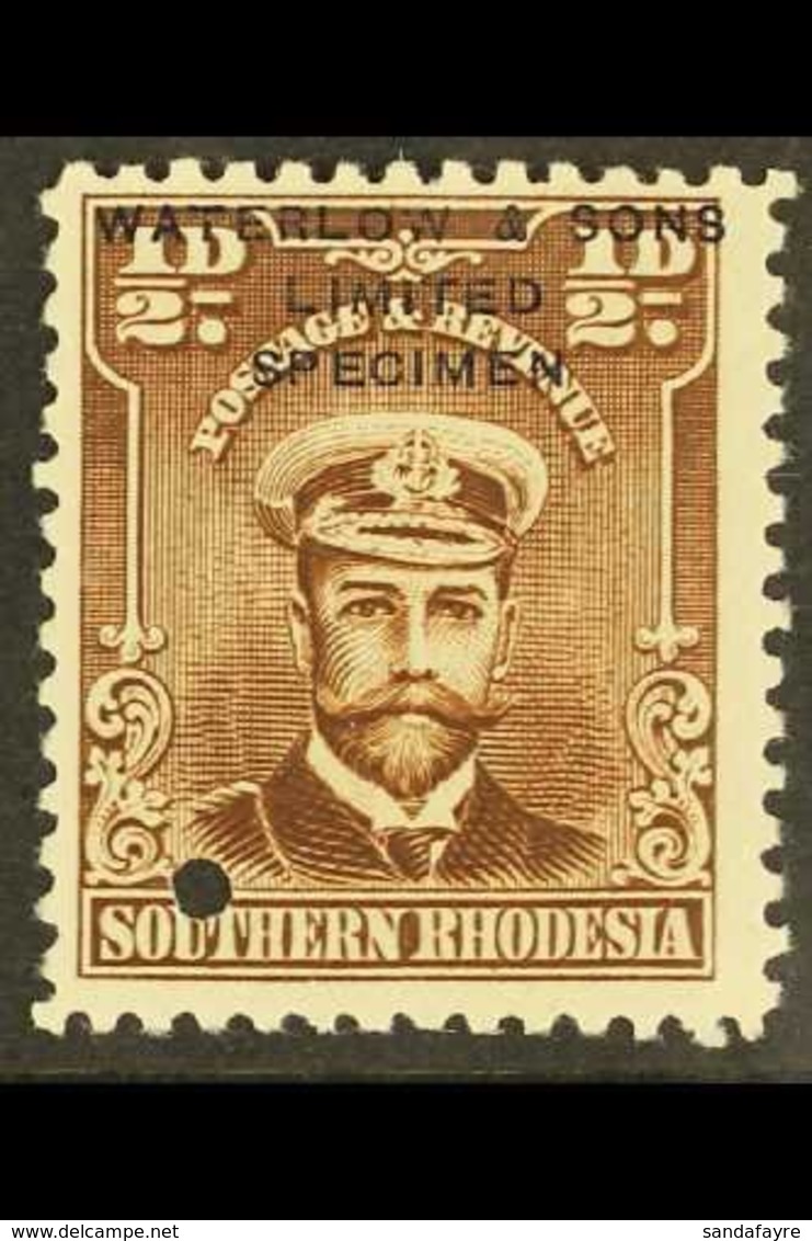 1924/9 ½d Admiral In Brown, Perf 12½, Printers Sample, Overprinted "Waterlow & Sons / Limited / Specimen" And Punched On - Rhodesia Del Sud (...-1964)