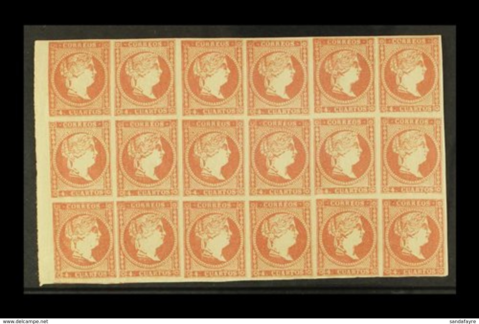 1856 4c Rose-red Thin Paper, SG 55, Michel 40, Fine Never Hinged Mint BLOCK Of 18, All Stamps With Four Margins, Usual B - Altri & Non Classificati