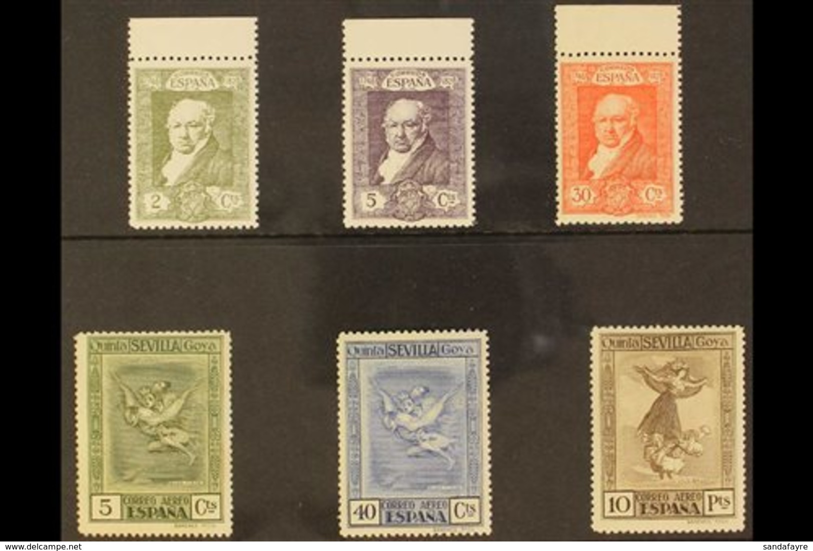 1930 Death Of Goya UNISSUED COLOURS Postage 2c Olive, 5c Violet & 30c Orange Edifil 500cc, 502cc & 509cc; Air Post 5c Ol - Sonstige & Ohne Zuordnung