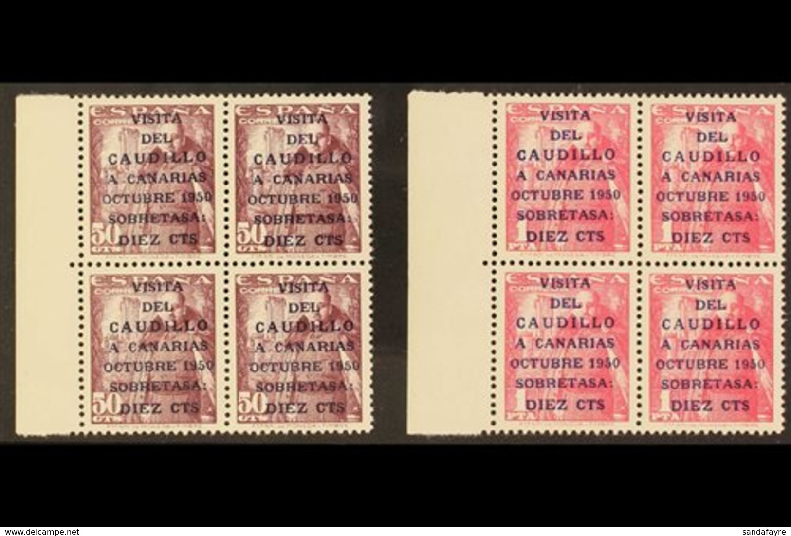 1950 General Franco's Canary Island Visit Set With 16½mm Overprints, SG 1149A/50A (Edifil 1083A/B), Never Hinged Mint BL - Altri & Non Classificati