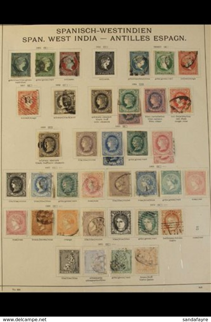 SPANISH ANTILLES 1855-71 OLD TIME COLLECTION Mint And Used Issues Displayed On Schaubek Printed Pages, Incl. 1855 To 2r  - Altri & Non Classificati